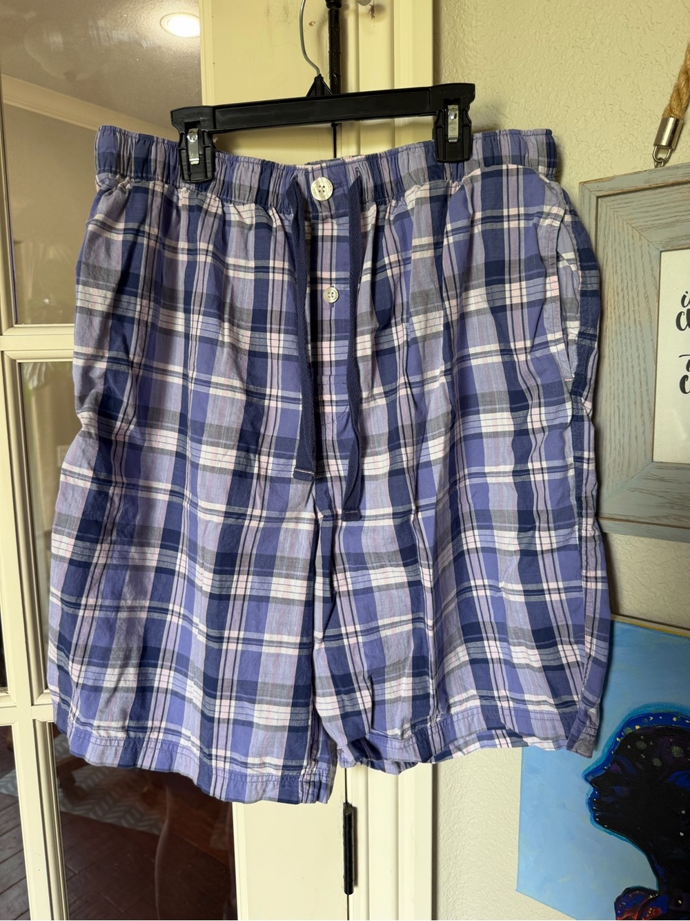 Roundtree & Yorke XLT Purple Plaid Men's Lounge Shorts